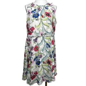 Women's‎ Sleeveless Floral Dress White Multicolor Size M (pit To Pit 19.5")